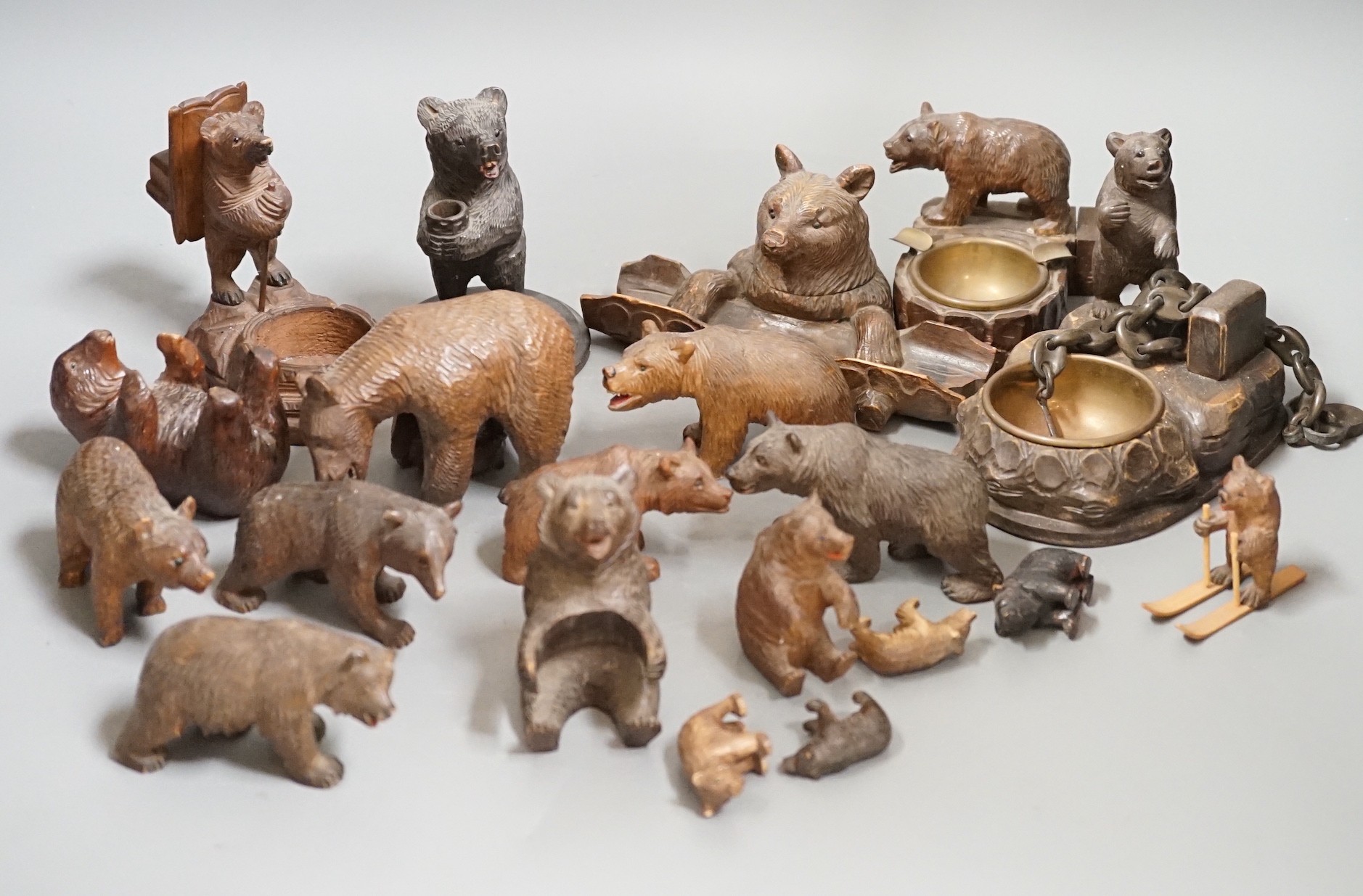A collection of Black Forest bear carvings
